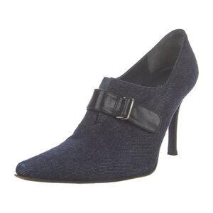 Stuart Weitzmen Peep Toe Denim Upper Leather Boots 8.5